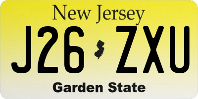 NJ license plate J26ZXU