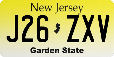 NJ license plate J26ZXV