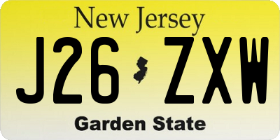 NJ license plate J26ZXW