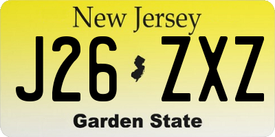 NJ license plate J26ZXZ