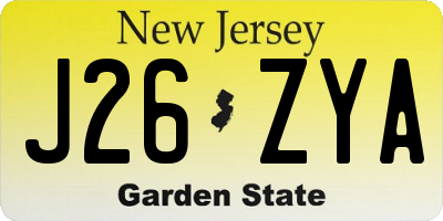 NJ license plate J26ZYA