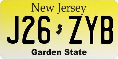 NJ license plate J26ZYB