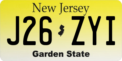 NJ license plate J26ZYI