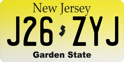 NJ license plate J26ZYJ