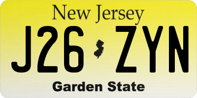 NJ license plate J26ZYN