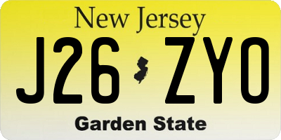 NJ license plate J26ZYO
