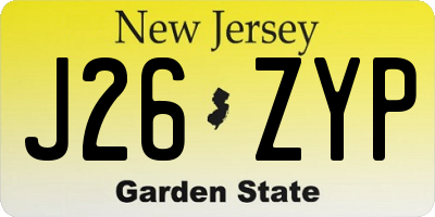 NJ license plate J26ZYP