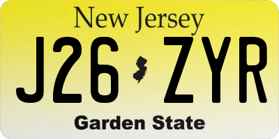 NJ license plate J26ZYR