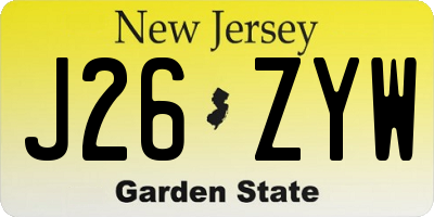 NJ license plate J26ZYW