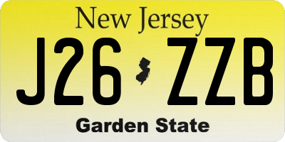 NJ license plate J26ZZB