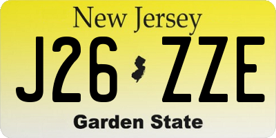 NJ license plate J26ZZE