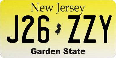NJ license plate J26ZZY