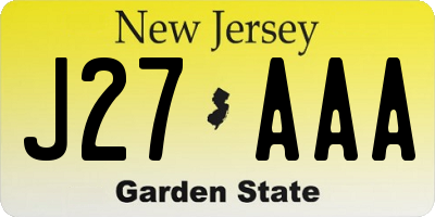 NJ license plate J27AAA