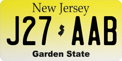 NJ license plate J27AAB