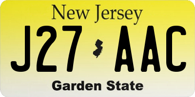 NJ license plate J27AAC