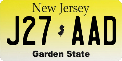 NJ license plate J27AAD