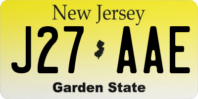 NJ license plate J27AAE