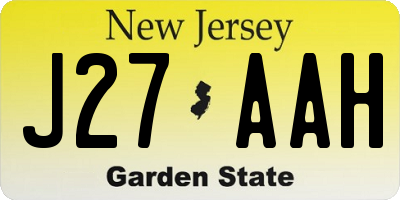 NJ license plate J27AAH