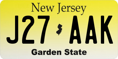 NJ license plate J27AAK