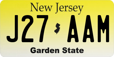 NJ license plate J27AAM