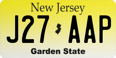 NJ license plate J27AAP