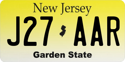 NJ license plate J27AAR