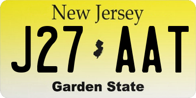 NJ license plate J27AAT