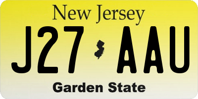 NJ license plate J27AAU