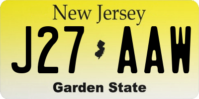 NJ license plate J27AAW