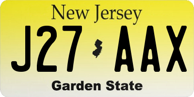 NJ license plate J27AAX