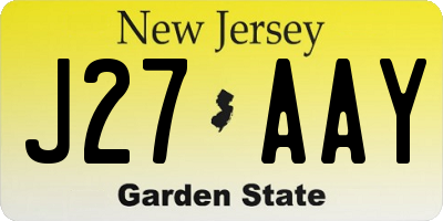 NJ license plate J27AAY