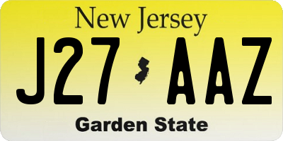 NJ license plate J27AAZ