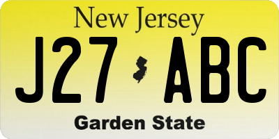 NJ license plate J27ABC