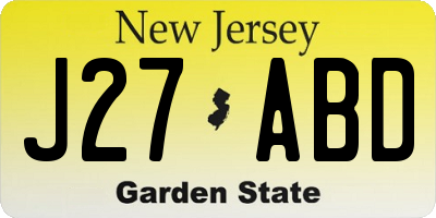 NJ license plate J27ABD