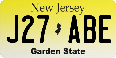 NJ license plate J27ABE