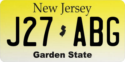 NJ license plate J27ABG
