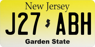 NJ license plate J27ABH