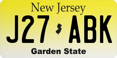 NJ license plate J27ABK