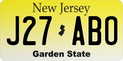 NJ license plate J27ABO