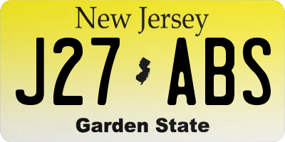 NJ license plate J27ABS