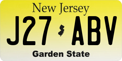 NJ license plate J27ABV