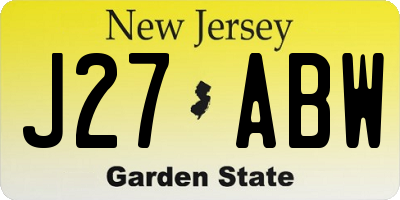 NJ license plate J27ABW