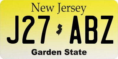 NJ license plate J27ABZ