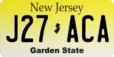 NJ license plate J27ACA
