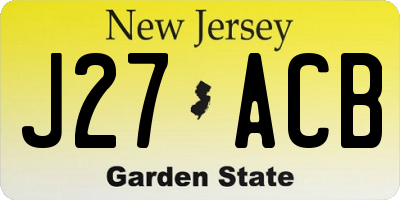 NJ license plate J27ACB