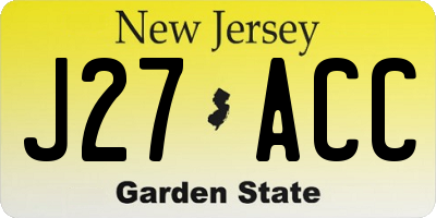 NJ license plate J27ACC