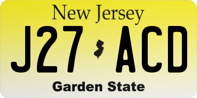 NJ license plate J27ACD