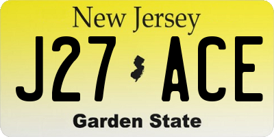 NJ license plate J27ACE