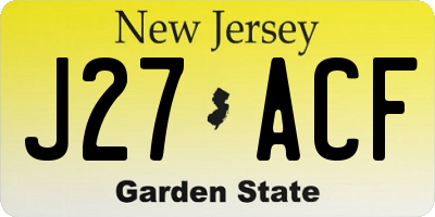NJ license plate J27ACF