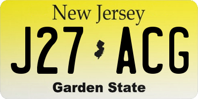 NJ license plate J27ACG
